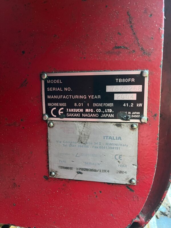 Mini escavatore Takeuchi TB 80FR usato - immagine 5
